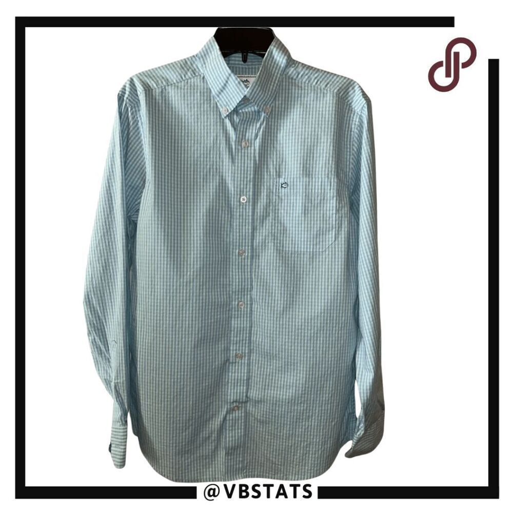 Southern Tide Men's Striped Trim Fit Button‎ Down Shirt Blue Green Size XL